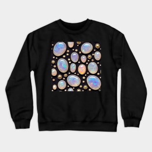 Gold and Cabochon Opal Seamless Pattern Crewneck Sweatshirt